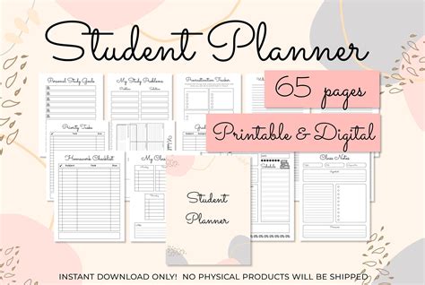 Printable Student Planner Academic Planner Study Organiser Etsy In