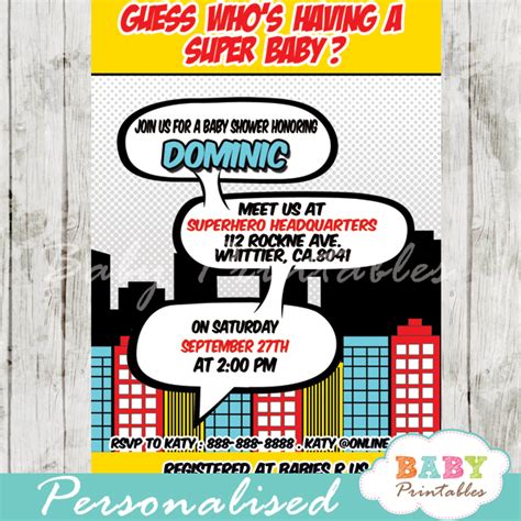 If mom already has most everything she needs for baby, sprinkle her with classics story books to fill baby's library. Comic Book Baby Shower Invitation Boys - D215 - Baby ...