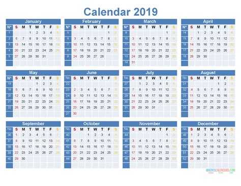 12 Month Calendar Print Out