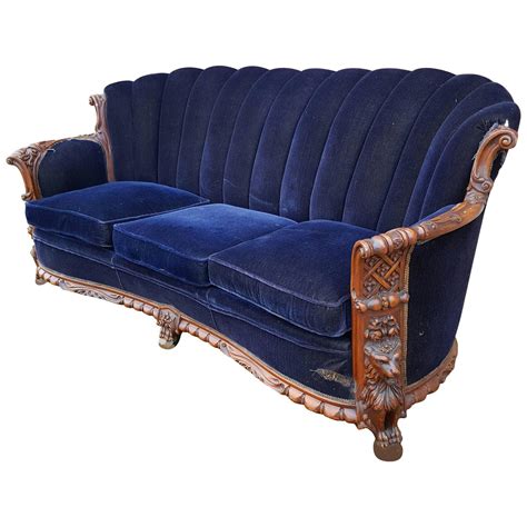 The materials, however, were the top of the top: 1930s Mohair and Carved Wood Sofa, Carved Lion Motif at ...