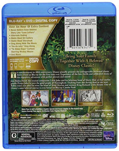 Robin Hood Th Anniversary Edition Blu Ray DVD Digital Copy Pricepulse