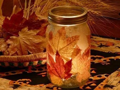 Fall Leaf Lantern Using A Mason Jar And Some Modge Podge Autumn