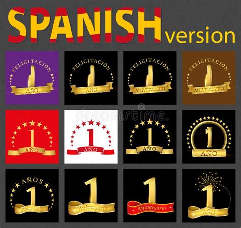 Spanish Set Of Number One Templates Stock Vector Illustration Of