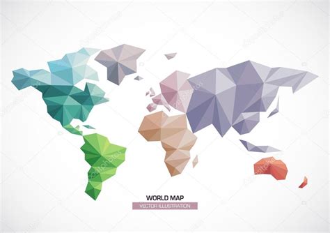 Vector World Map Design Triangle Pattern Continents With Different