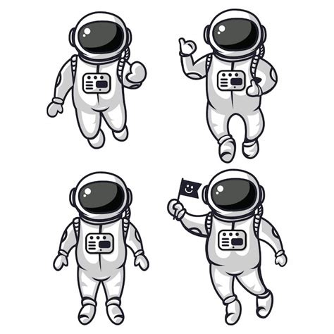 Premium Vector Illustration Of Four Cute Astronauts
