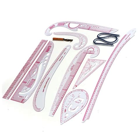 10 Stlye Plastic Fashion Ruler Set Vary Form Curve French Curve With