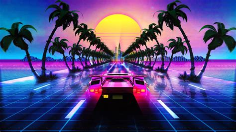 Lamborghini Countach Outrun Retrowave Wallpaperhd Artist Wallpapers4k