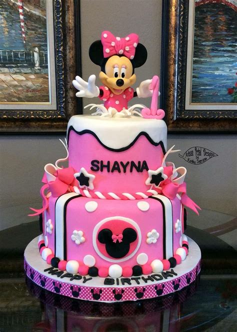 Minnie Mouse Cake Made Using Purchased 10 Doll Dressed In Fondant And Gum Paste Minnie Mouse