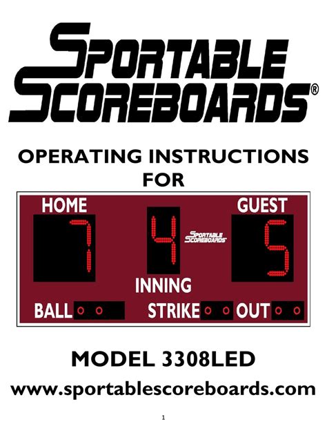 Sportable Scoreboards 3308led Operating Instructions Manual Pdf