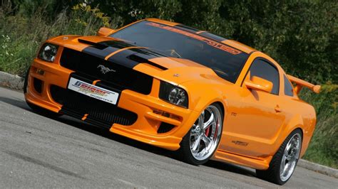 Car Tuning Ford Mustang Orange Cars Vehicle Wallpapers Hd Desktop
