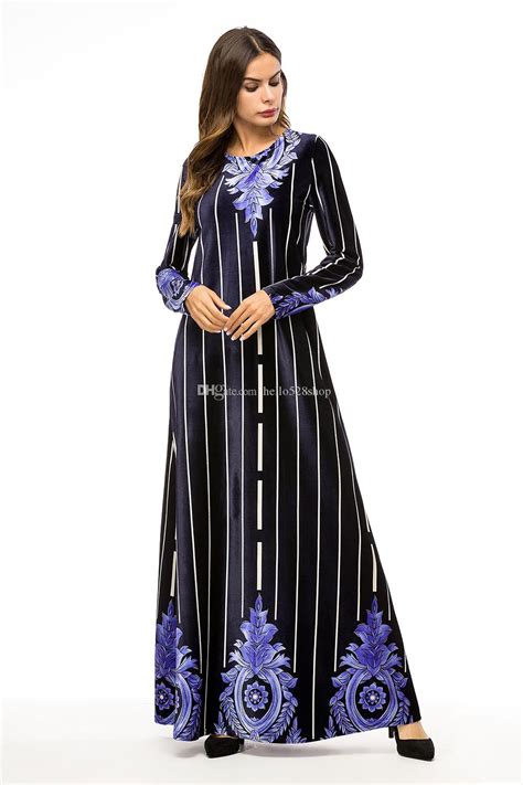 2021 Kaftans Women Full Length Long Sleeve Abaya Islamic Clothing Modest Full Maxi Dress Muslims