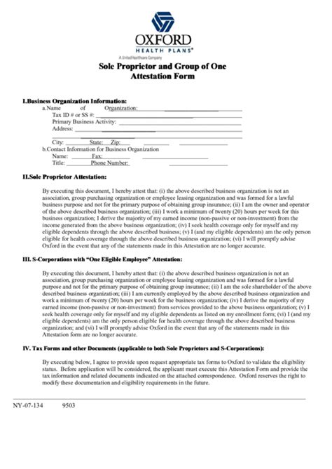 A sole proprietorship is simply the individual business owner. Sole Proprietor And Group Of One Attestation Form printable pdf download