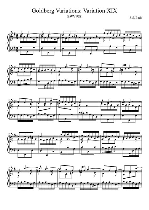 Bwv 988 Goldberg Variations Variation Xix Sheet Music For Harp Solo