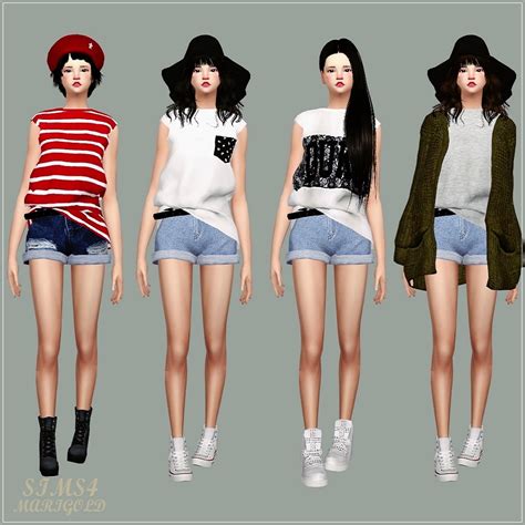 My Sims 4 Blog Shorts T Shirts And Cardigans For Females
