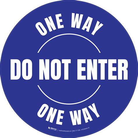 Do Not Enter One Way Circular Blue Floor Sign