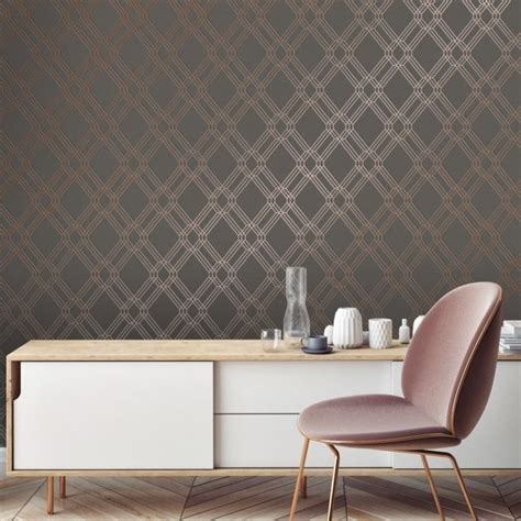 Filigree Geometric Wallpaper Charcoal Rose Geometric Wallpaper