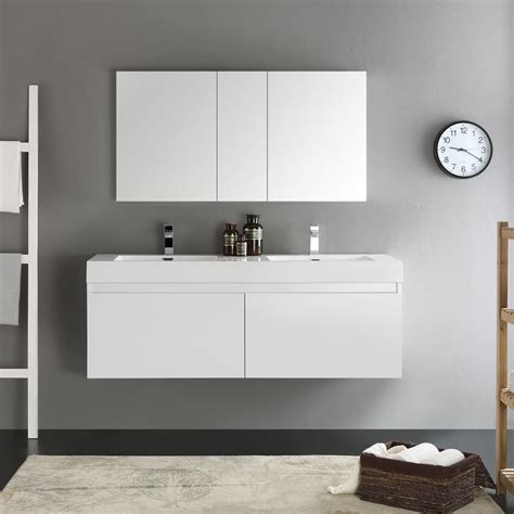 See more ideas about wall hung bathroom vanities, vanity, lucera. Affordable Variety / Fresca Mezzo 59" White Wall Hung ...