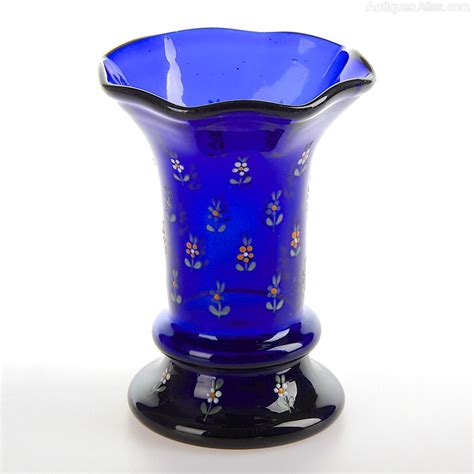 Antiques Atlas Bristol Blue Hand Decorated Glass Vase