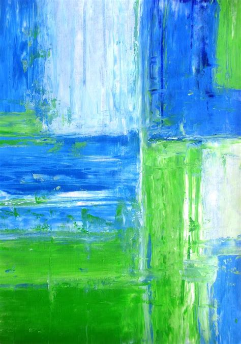Rivers Blue And Green Abstract Art Painting Painting By
