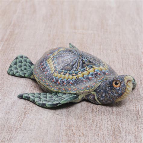Polymer Clay Sea Turtle Sculpture 45 Inch From Bali Vibrant Sea