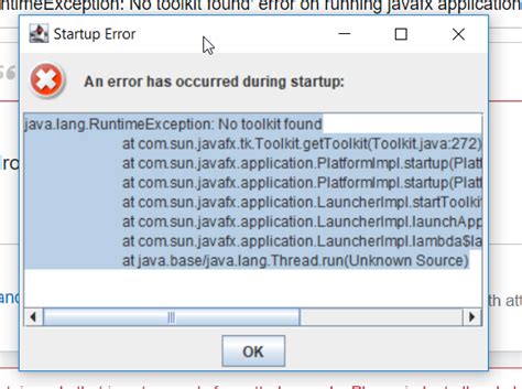 Getting Java Lang Runtimeexception No Toolkit Found Error On Running Javafx Application With