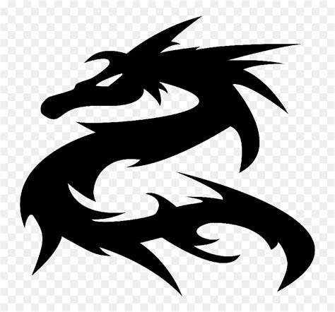 Evil Black Ink Dragon Emblem In Tribal Style Tattoo Dragon Png Black