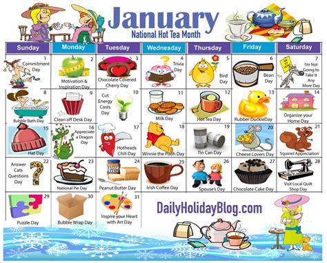 National Days In January 2022 Example Calendar Printable