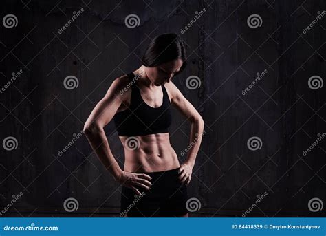 Training Of Female Fitness Model With Perfect Muscular Body Stock Image Image Of Health Sport