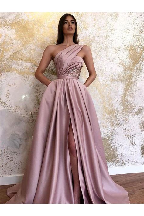 A Line One Shoulder Long Prom Dress Formal Evening Dresses 601737 In 2020 Prom Dresses Long