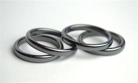Gray polished Hematite Stone Ring Solid Gemstone band carved | Etsy