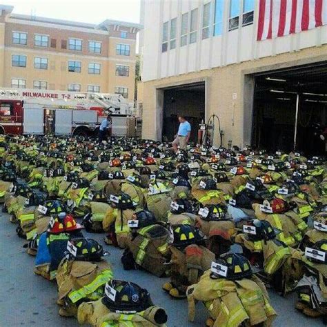 343 Full Sets Of Turnout Gear Each Laid Out In Honor Of One Of The