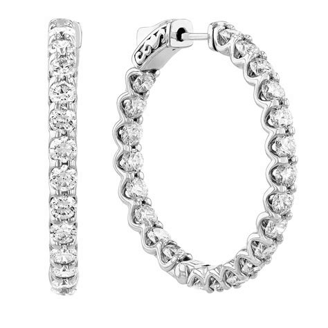 Diamond Inside Out U Prong Hoop Earrings In White Gold Aptw