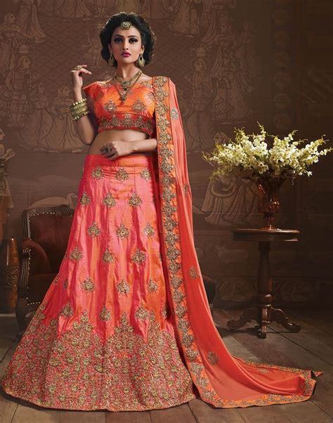 Peach color lehenga to look beautiful at your special occasion and events. Buy Apparels- Dark Peach Colour Designer Exclusive Silk ...