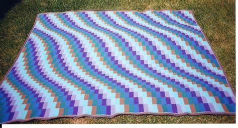 Bargello Crocheted Quilt Look Afghan In Blue Purple Etsy