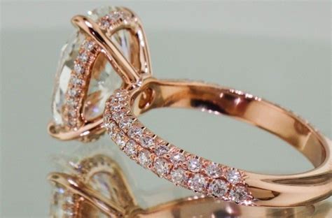 Josh Levkoff Collection Rings 506 Custom Oval Rose Gold 3 Row Micropave Set Engagemen