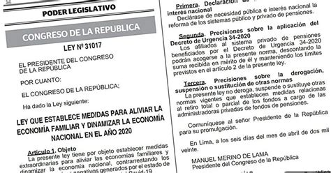 ley de retiro del 25 de los fondos afp fue publicada en el diario el peruano