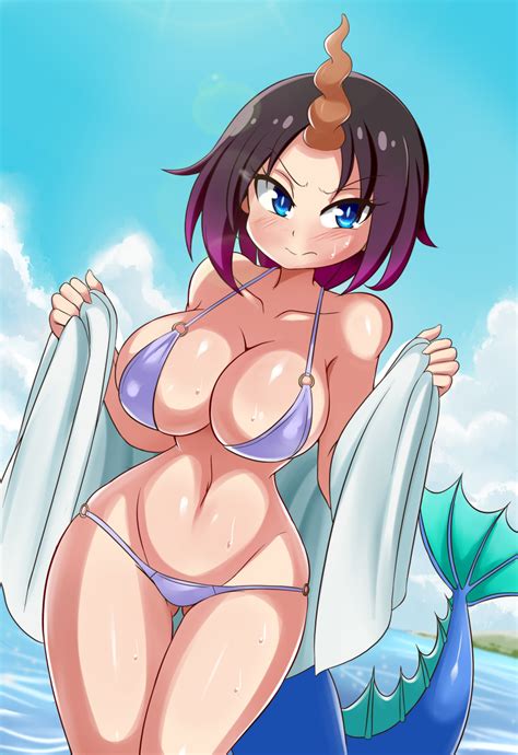 Rule 34 1girls Beach Big Breasts Bikini Blue Eyes Blush Breasts Elma Dragon Maid Female High