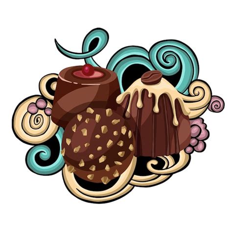 Conjunto De Acuarela De Postre Dulces De Chocolate Y Pastel Ilustración