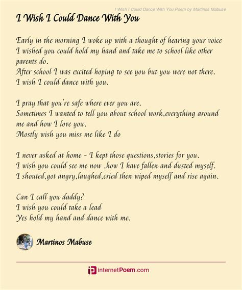 I Wish I Could Dance With You Poem By Martinos Mabuse