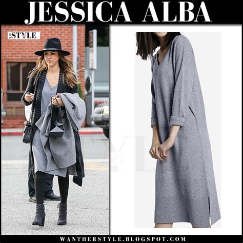 Jessica Alba In Grey Sweater Dress In La On December 23 ~ I Want Her