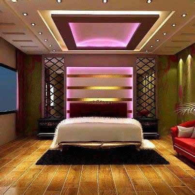 Combination of gypsum board and lights in one purple bedroom. suspended ceiling designs and ideas from gypsum board ...