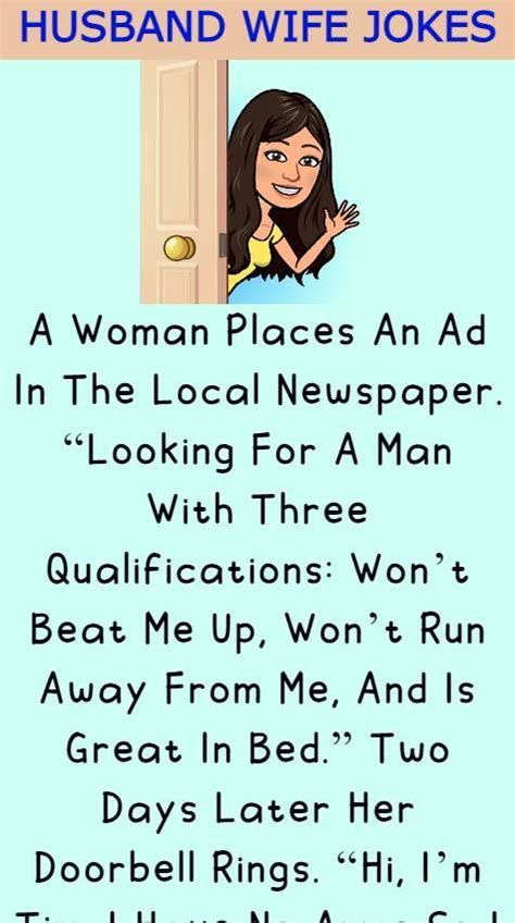 A Woman Places An Ad In The Local Newspaper Jokes Wife Jokes Funny Jokes