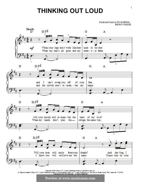 Thinking Out Loud By E Sheeran A Wadge Sheet Music On Musicaneo