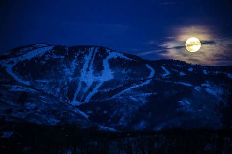 Full Moon Over The Steamboat Springs Ski Mountain January 23 2016