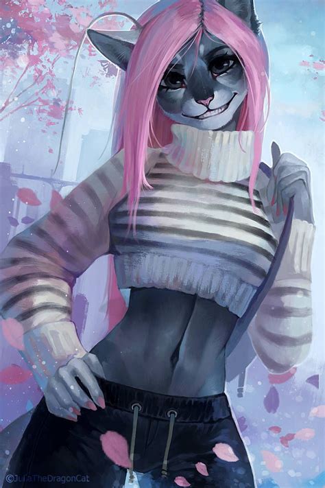 Spring Smile By Juliathedragoncat On Deviantart Anthro Furry Anime Furry Cat Furry