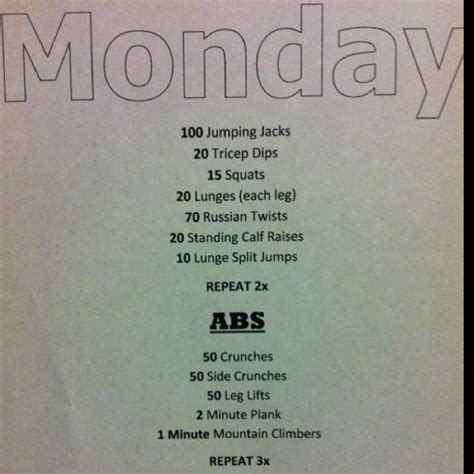 A Workout Routine I Compiled For Monday Friday Workout Routine