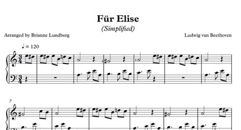 fuer elise sheet   piano simplified musical bri