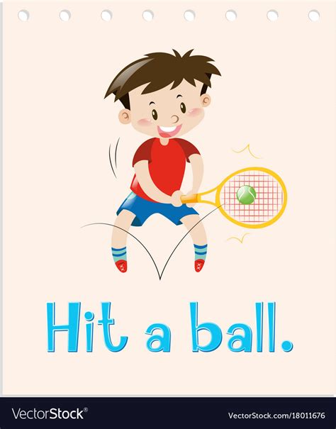 Flashcard With Word Hit A Ball Royalty Free Vector Image