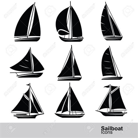 Sailboat Silhouette Icon Set Vector Illustration Royalty Free