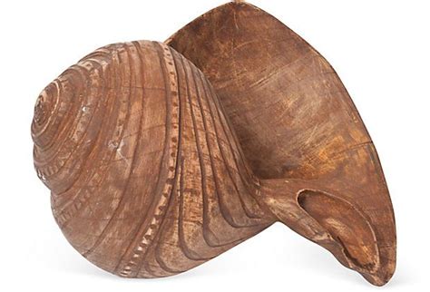Vintage Carved Wood Shell Sculpture Shell Sculpture Carving Shells